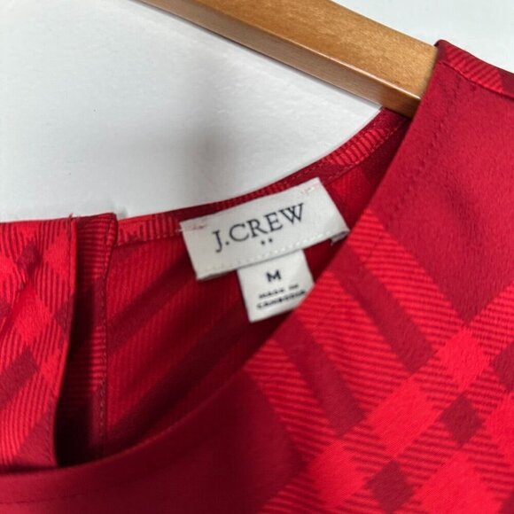J Crew Sleeveless Plaid Top Size M Red Holiday - Picture 2 of 7